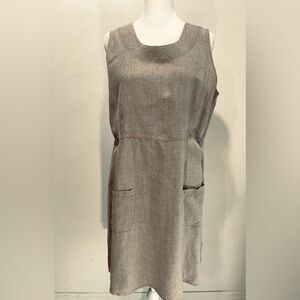 Flax Linen dress casual Summer flare Classic brown Closet Staple Women’s S
